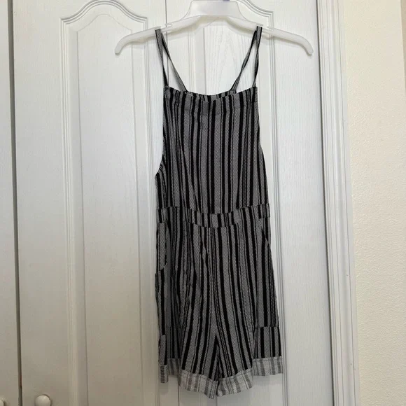 Black and White Striped Romper - Picture 1 of 7